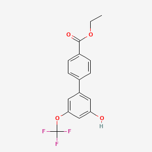 molecular formula C16H13F3O4 B6384749 5-(4-Ethoxycarbonylphenyl)-3-trifluoromethoxyphenol, 95% CAS No. 1261979-35-4