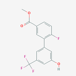molecular formula C15H10F4O3 B6384763 5-(2-Fluoro-5-methoxycarbonylphenyl)-3-trifluoromethylphenol, 95% CAS No. 1261990-94-6