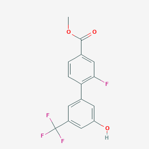 molecular formula C15H10F4O3 B6384765 5-(2-Fluoro-4-methoxycarbonylphenyl)-3-trifluoromethylphenol, 95% CAS No. 1262004-35-2