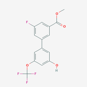 molecular formula C15H10F4O4 B6384793 5-(3-Fluoro-5-methoxycarbonylphenyl)-3-trifluoromethoxyphenol, 95% CAS No. 1261928-57-7