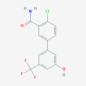 molecular formula C14H9ClF3NO2 B6384804 5-(3-Carbamoyl-4-chlorophenyl)-3-trifluoromethylphenol, 95% CAS No. 1262004-09-0