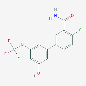 molecular formula C14H9ClF3NO3 B6384808 5-(3-Carbamoyl-4-chlorophenyl)-3-trifluoromethoxyphenol, 95% CAS No. 1261942-21-5