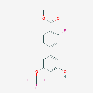 molecular formula C15H10F4O4 B6384821 5-(3-Fluoro-4-methoxycarbonylphenyl)-3-trifluoromethoxyphenol, 95% CAS No. 1261952-72-0