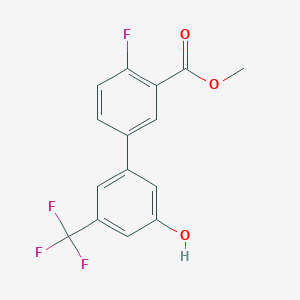 molecular formula C15H10F4O3 B6384824 5-(4-Fluoro-3-methoxycarbonylphenyl)-3-trifluoromethylphenol, 95% CAS No. 1262003-77-9
