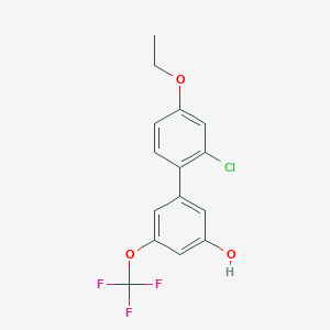 molecular formula C15H12ClF3O3 B6384832 5-(2-Chloro-4-ethoxyphenyl)-3-trifluoromethoxyphenol, 95% CAS No. 1261928-63-5