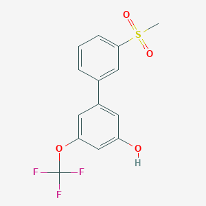 molecular formula C14H11F3O4S B6384844 5-(3-Methylsulfonylphenyl)-3-trifluoromethoxyphenol, 95% CAS No. 1261970-54-0