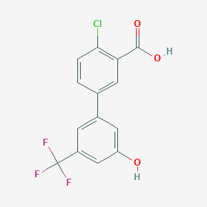 molecular formula C14H8ClF3O3 B6384847 5-(3-Carboxy-4-chlorophenyl)-3-trifluoromethylphenol, 95% CAS No. 1261991-00-7
