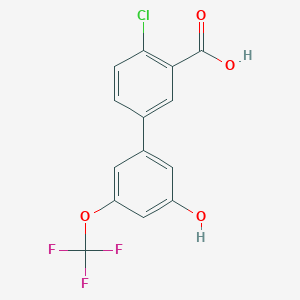 molecular formula C14H8ClF3O4 B6384848 5-(3-Carboxy-4-chlorophenyl)-3-trifluoromethoxyphenol, 95% CAS No. 1261984-90-0