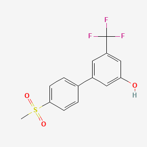 molecular formula C14H11F3O3S B6384856 5-(4-Methylsulfonylphenyl)-3-trifluoromethylphenol, 95% CAS No. 1262004-10-3