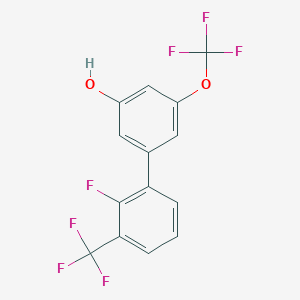 molecular formula C14H7F7O2 B6384895 5-(2-Fluoro-3-trifluoromethylphenyl)-3-trifluoromethoxyphenol, 95% CAS No. 1261952-81-1
