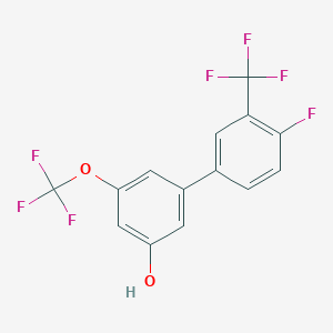 molecular formula C14H7F7O2 B6384899 5-(4-Fluoro-3-trifluoromethylphenyl)-3-trifluoromethoxyphenol, 95% CAS No. 1261922-17-1