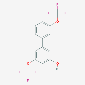 molecular formula C14H8F6O3 B6384900 5-(3-Trifluoromethoxyphenyl)-3-trifluoromethoxyphenol, 95% CAS No. 1261965-08-5