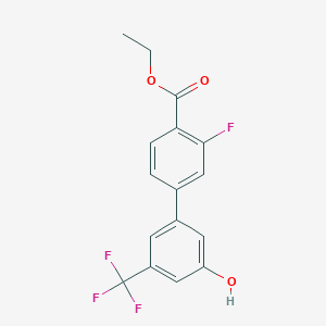 molecular formula C16H12F4O3 B6384938 5-[4-(Ethoxycarbonyl)-3-fluorophenyl]-3-trifluoromethylphenol, 95% CAS No. 1261902-96-8