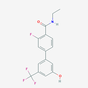 molecular formula C16H13F4NO2 B6384940 5-[4-(Ethylcarbamoyl)-3-fluorophenyl]-3-trifluoromethylphenol, 95% CAS No. 1261979-43-4