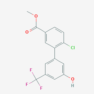 molecular formula C15H10ClF3O3 B6384941 5-(2-Chloro-5-methoxycarbonylphenyl)-3-trifluoromethylphenol, 95% CAS No. 1261965-15-4