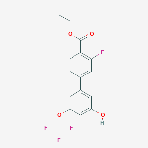 molecular formula C16H12F4O4 B6384960 5-[4-(Ethoxycarbonyl)-3-fluorophenyl]-3-trifluoromethoxyphenol, 95% CAS No. 1261901-25-0