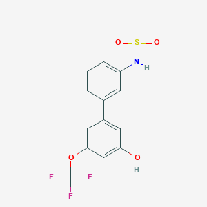 molecular formula C14H12F3NO4S B6384977 5-(3-Methylsulfonylaminophenyl)-3-trifluoromethoxyphenol, 95% CAS No. 1261896-31-4