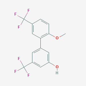 molecular formula C15H10F6O2 B6384981 5-(2-Methoxy-5-trifluoromethylphenyl)-3-trifluoromethylphenol, 95% CAS No. 1261991-09-6