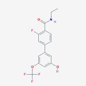 molecular formula C16H13F4NO3 B6384983 5-[4-(Ethylcarbamoyl)-3-fluorophenyl]-3-trifluoromethoxyphenol, 95% CAS No. 1261928-71-5