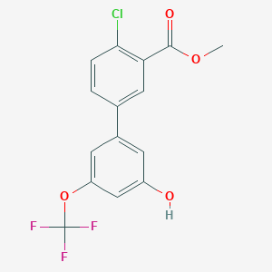 molecular formula C15H10ClF3O4 B6384985 5-(4-Chloro-3-methoxycarbonylphenyl)-3-trifluoromethoxyphenol, 95% CAS No. 1261979-50-3