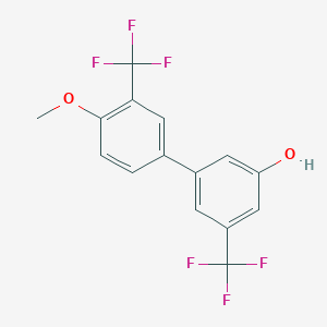 molecular formula C15H10F6O2 B6384995 5-(4-Methoxy-3-trifluoromethylphenyl)-3-trifluoromethylphenol, 95% CAS No. 1261942-35-1