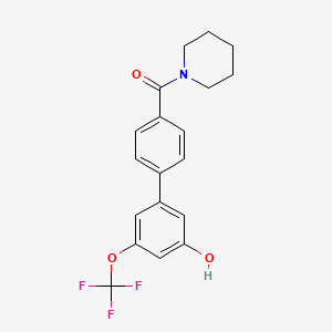molecular formula C19H18F3NO3 B6385067 5-[4-(Piperidine-1-carbonyl)phenyl]-3-trifluoromethoxyphenol, 95% CAS No. 1261953-05-2