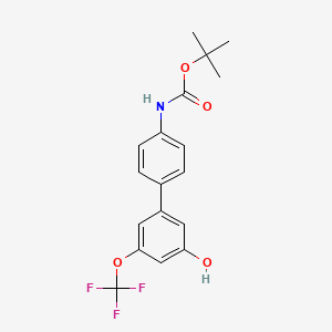 molecular formula C18H18F3NO4 B6385088 5-(4-BOC-Aminophenyl)-3-trifluoromethoxyphenol, 95% CAS No. 1261889-59-1
