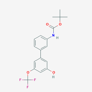 molecular formula C18H18F3NO4 B6385107 5-(3-BOC-Aminophenyl)-3-trifluoromethoxyphenol, 95% CAS No. 1261985-41-4