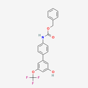 molecular formula C21H16F3NO4 B6385114 5-(4-Cbz-Aminopheny)-3-trifluoromethoxyphenol, 95% CAS No. 1261991-31-4