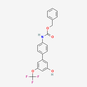 molecular formula C21H16F3NO4 B6385114 benzyl N-[4-[3-hydroxy-5-(trifluoromethoxy)phenyl]phenyl]carbamate CAS No. 1261991-31-4