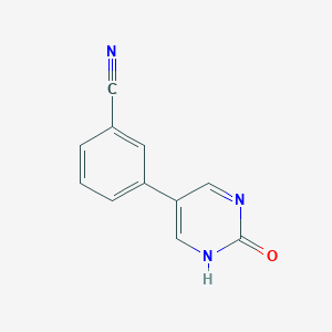 molecular formula C11H7N3O B6385158 5-(3-Cyanophenyl)-2-hydroxypyrimidine, 95% CAS No. 1261901-72-7
