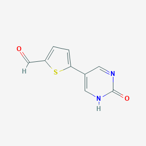molecular formula C9H6N2O2S B6385344 5-(5-Formylthiophen-2-yl)-2-hydroxypyrimidine, 95% CAS No. 1261952-75-3