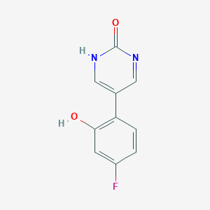 molecular formula C10H7FN2O2 B6385363 5-(4-Fluoro-2-hydroxyphenyl)-2-hydroxypyrimidine, 95% CAS No. 1261903-66-5