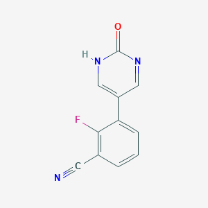 molecular formula C11H6FN3O B6385428 5-(3-Cyano-2-fluorophenyl)-2-hydroxypyrimidine, 95% CAS No. 1261965-61-0