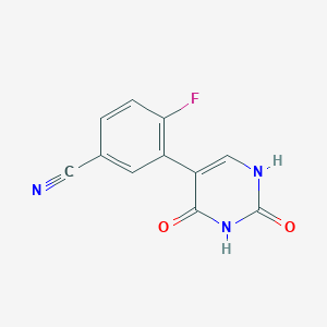 molecular formula C11H6FN3O2 B6385458 5-(5-Cyano-2-fluorophenyl)-(2,4)-dihydroxypyrimidine, 95% CAS No. 1261928-91-9
