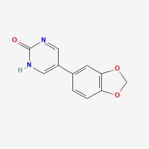 molecular formula C11H8N2O3 B6385492 2-Hydroxy-5-(3,4-methylenedioxyphenyl)pyrimidine, 95% CAS No. 1111104-32-5