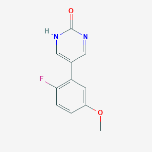molecular formula C11H9FN2O2 B6385528 5-(2-Fluoro-5-methoxyphenyl)-2-hydroxypyrimidine, 95% CAS No. 1261980-00-0