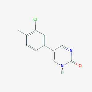 molecular formula C11H9ClN2O B6385545 5-(3-Chloro-4-methylphenyl)-2-hydroxypyrimidine, 95% CAS No. 1111108-44-1