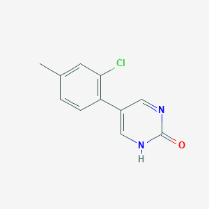 molecular formula C11H9ClN2O B6385565 5-(2-Chloro-4-methylphenyl)-2-hydroxypyrimidine, 95% CAS No. 1111107-98-2