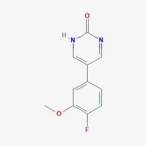 molecular formula C11H9FN2O2 B6385571 5-(4-Fluoro-3-methoxyphenyl)-2-hydroxypyrimidine, 95% CAS No. 1261934-62-6