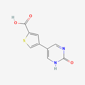 molecular formula C9H6N2O3S B6385613 5-(2-Carboxythiophene-4-yl)-2-hydroxypyrimidine, 95% CAS No. 1261934-71-7