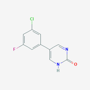 molecular formula C10H6ClFN2O B6385620 5-(3-Chloro-5-fluorophenyl)-2-hydroxypyrimidine, 95% CAS No. 1111113-16-6