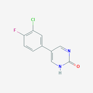 molecular formula C10H6ClFN2O B6385643 5-(3-Chloro-4-fluorophenyl)-2-hydroxypyrimidine, 95% CAS No. 1111107-97-1