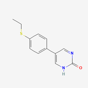 molecular formula C12H12N2OS B6385681 5-(4-Ethylthiophenyl)-2-hydroxypyrimidine, 95% CAS No. 1261986-77-9
