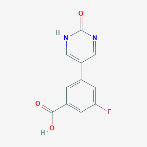 molecular formula C11H7FN2O3 B6385697 5-(3-Carboxy-5-fluorophenyl)-2-hydroxypyrimidine, 95% CAS No. 1261923-37-8