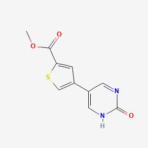 molecular formula C10H8N2O3S B6385732 2-Hydroxy-5-[5-(methoxycarbonyl)thiophen-3-yl]pyrimidine, 95% CAS No. 1261943-37-6