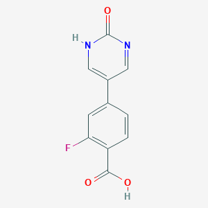 molecular formula C11H7FN2O3 B6385742 5-(4-Carboxy-3-fluorophenyl)-2-hydroxypyrimidine, 95% CAS No. 1111103-62-8