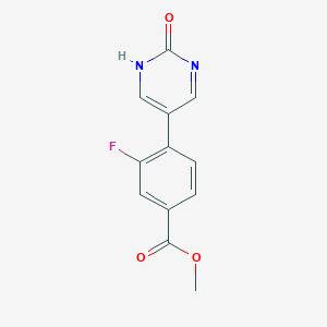 molecular formula C12H9FN2O3 B6385829 5-(2-Fluoro-4-methoxycarbonylphenyl)-2-hydroxypyrimidine, 95% CAS No. 1111113-69-9