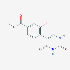 molecular formula C12H9FN2O4 B6385844 (2,4)-Dihydroxy-5-(2-fluoro-4-methoxycarbonylphenyl)pyrimidine, 95% CAS No. 1261943-50-3