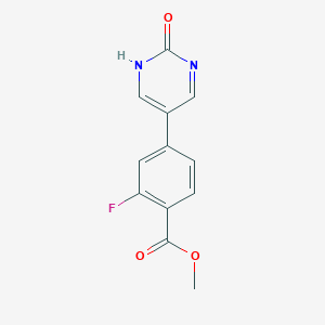 molecular formula C12H9FN2O3 B6385864 5-(3-Fluoro-4-methoxycarbonylphenyl)-2-hydroxypyrimidine, 95% CAS No. 1111113-61-1